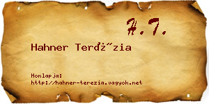 Hahner Terézia névjegykártya